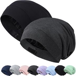 Ababalaya Unisex Bonnet for Sleeping, Adjustable Silky Satin Lined Sleep Cap, Silk Hair Wraps for Sleep Night Cap in Kuwait