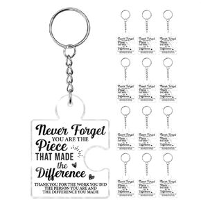 Thank You Appreciation Gifts Bulk for Coworkers Employees, 12 Pcs Retirement Goodbye Gift for Teachers Nurse Mentor, Never Forget You Are the Piece that Made the Difference Acrylic Puzzle Keychains