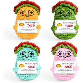Mini Emotional Support Positive Taco Graduation Gift, Handmade Positive Crochet Animals Fathers Day Birthday Gifts for Teens Sister Daughter Son Grandfa Granddaughter Grandson