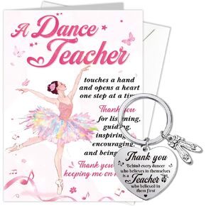 HOWAF Dance Teacher Appreciation Gifts Dance Teacher Cards Dances Teachers Keychain Dancer Gifts, Dancing Assistant Gift, Dancing Teachers Greeting Card Thank You Dances teacher Gift