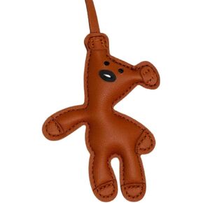 Bear Bag Charm, Leather Teddy Bear Keychain for Handbags, Backpacks & Purses, Durable Bag Accessory Brown