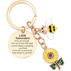Inspirational Sunflower Bee Keychains Gifts - Motivational Uplifting Quotes Encouragement Appreciation Keychain for Women Men