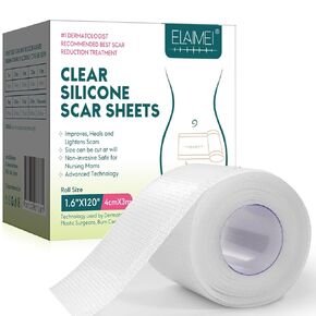 Silicone Scar Sheets, Clear Silicon Gel Scar Sheets, Invisible Scar Tape(1.6" x 120"Roll-3M), Scar Strips for Surgical Scars, Medical Grade, Scar Removal Sheets for C-Section, Breast, Keloid et.