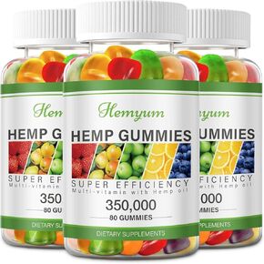 Hemp Gummies 3 Packs - for Sleep, Pain, Anxiety - High Potency Pure Organic Hemp Supplement - with Natural Hemp Oil Extract Gummy Edibles Vegan, Non-GMO