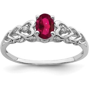 JewelryWeb 925 Sterling Silver مصقول تم إنشاؤه Ruby و Diamond Ring 2mm على طراز النمط