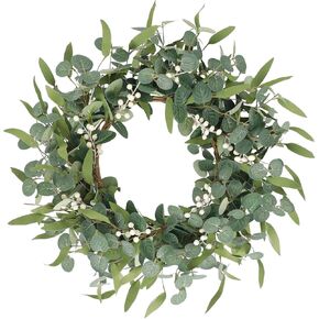 CEWOR 20in Eucalyptus Wreath for Front Door Spring Wreath for Farmhouse Front Porch Home Window Decor