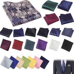 24 PCS مربعات جيب للرجال بدعوى مناديل الجيب رجال ملونون ناعم متنوعون لحفل الزفاف والحفلات ، اجتماع العمل ، التاريخ ، التخرج وغيرها من المواقف المهمة