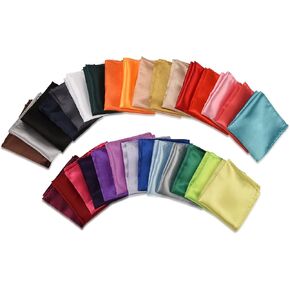 I-MART 30 Pack Pocket Squares for Men, Solid Color Satin Handkerchiefs for Men, 8.5x8.5 Inch Pocket Square Set for Wedding, Formal Events, Suit & Tuxedo Accessories