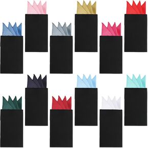 12 Pcs Pocket Squares for Men Prefolded,Masculine Polyester Suit Handkerchiefs Mens Handkerchiefs on Card