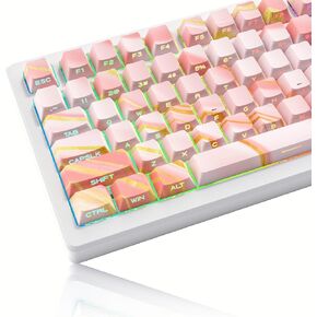 Womier Shine Through Keycaps - أغطية مفاتيح PBT 75 بالمائة، مجموعة أغطية مفاتيح مخصصة بطباعة جانبية، 136 مفتاحًا أغطية مفاتيح وردية متدرجة، أغطية مفاتيح للوحة مفاتيح Cherry Profile للوحة مفاتيح Cherry Gateron MX Switches in Kuwait