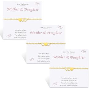 2/3 Pcs Mother Daughter Bracelets Silvery Golden Gifts for Mommy and Me Matching Heart Bracelets Mothers Day Birthday Christmas