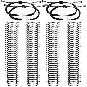 120 PCS Cross Bracelets Bracelets Bulk القابلة للتعديل للأساور للرجال والنساء ، هدية سحر الحبل المملحة المصنوعة يدويًا للمعمودية ، الكنيسة ، الجنازات ، الصداقة
