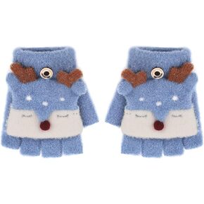 Kids Fingerless Mittens Convertible Flip Top Gloves Children Soft Knitted Gloves for Boys Girls