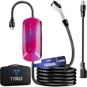 2025 New Level 1 & 2 EV Charger (16Amp, 110V-240V, 23Ft Cable) Portable AI Fast Charger Equipment, Charging for J1772 Electric Vehicle, Hybrids, Model with A NEMA 6-20P Mobile Car(NOT for Tesla)