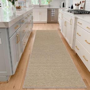 SHACOS Easy Jute 2x6 ft Washable Non-Slip Runner Rug - Natural Woven Farmhouse Rug for Entryway, Hallway, Patio & Kitchen - Durable, Stain Resistant Indoor/Outdoor Carpet, Neutral Beige