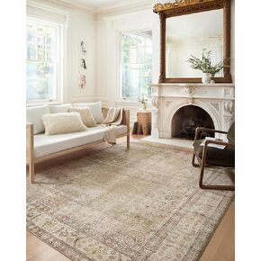 Loloi Margot Collection 2'-6" x 7'-6" Runner Rug in Antique/Sage - Thick Low Pile Area Rug, No-Shed Easy Clean Large Patterned Area Rug for Living Room, Bedroom, Dining Area