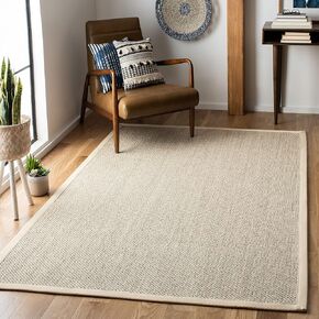 SAFAVIEH Natural Fiber Collection Accent Rug - 4' x 6', Marble & Beige, Border Sisal Design, Easy Care, Ideal for High Traffic Areas in Entryway, Living Room, Bedroom (NF143C)