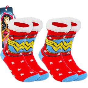 مجموعة Wonder Woman Sock - حزمة مع زوجين من الجوارب الخارقة للبطل ، بالإضافة إلى إشارة مرجعية | جوارب المرأة المعجزة للنساء