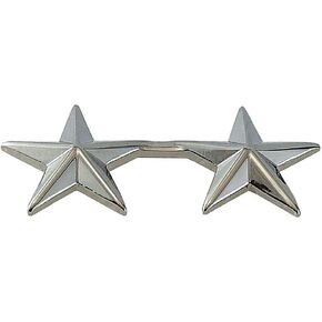 Hero's Pride 2 Star Rank Insignia, Five-Pointed Star Pin, 2 Posts and Clutch Backs, Pack of 2