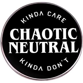 Chaotic Neutral Kinda Care Don't Chaos Character Alignment Dragon Sword Fantasy Dice Die Dungeon Game 1.2" Enamel Pin Badge