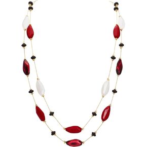 Firstmeet Irregular Acrylic Bead Necklace Layered Statement Costume Long Strand Necklaces for Women