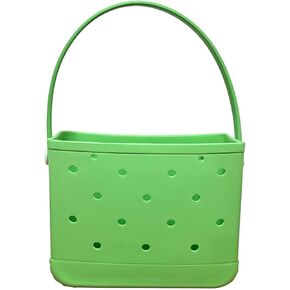 Small Rubber Beach Tote Bag, Open Top Portable Outdoor Travel Bag for Beach Picnic Pool Outings