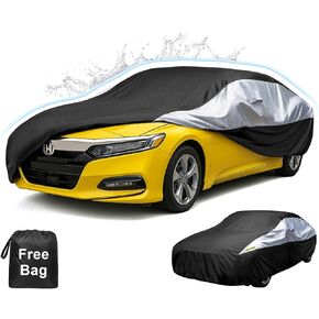 Waterproof Car Cover for Automobiles All Weather – Outdoor Full Exterior Covers for Snow Hail Ice Protector – Universal Cars Tarps for Toyota BMW Ford Honda Chevy - Auto Covers Fits Sedans 195"-205"