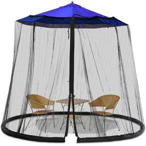 7.5-13FT Patio Mosquito Netting - Mosquito net for Patio Garden and Outdoor Umbrellas with Adjustable Elastic Cord and Zipper Umbrella net