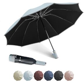 UPF 50+ UV Protection Inverted Umbrella, Windproof, Automatic Open & Close, Folding Canopy with Reflective Stripe, Durable 10 Ribs, Portable for Travel, for Rain and Sun