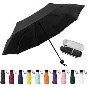 GAOYAING Compact Travel Umbrella, UV Protection, 39 Inches, Lightweight Folding Design, 8.6 oz, Portable Mini Size Manual Navy Blue