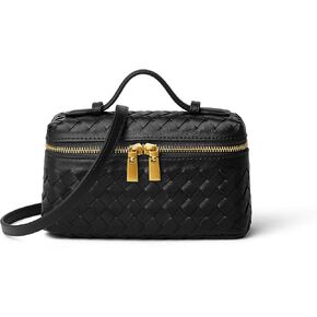 DAILANDO Small Woven Crossbody Purse for Women Designer Mini Top Handle Tote Box Bag With Long Detachable Shoulder Strap