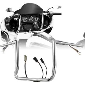 مسبقًا 1 1/2 "شماعات القرد 14" Rise Bagger Handlebar لـ Harley 2008-2013 Street Glide/Electra Glide/Ultra Limited Prewired Can-Bus و TBW (Throttle by Wire) Bar اليمنى ، Chrome ، Chrome ، Chrome.
