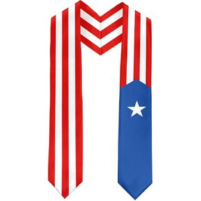 Puerto Rico Flag Graduation Sash Satin Scarf 72" Stole for Abroad Student International Study Class