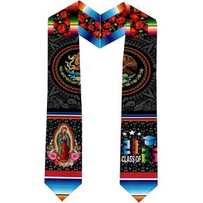 Mexico Eagle Totem Graduation Stole Our Lady of Guadalupe Graduation Sash Scarf Graduation Shawl for Study Aboard International Students