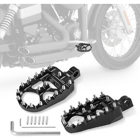 MX Foot Pegs Fits for Harley Dyna Sportster Street Bob Fatboy Iron 883 | Chopper Bobber Style Male Mount Footpegs, 360° Roating CNC Pedals (Black)