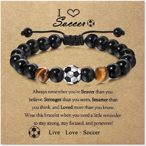 Soccer Gifts for Boys 8-12, Soccer Bracelets for Boys, Soccer Birthday Gift for Teen Boys, Boy's Soccer Gifts for Son Grandson Nephew