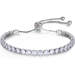Fashion Bracelets for Women|Tennis Bracelets for Women|18K Gold Plated Bracelets for Women|Silver Women's Bracelets|Rose Gold Women's Bracelets|4mm Zirconia Bracelets| Length-adjustable buckle