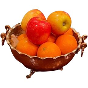 Beel Lounge Lounge Medium Copper Bowl 100 النحاس النقي 1.13 رطل - أوعية خلط النحاس الزخرفية المصنوعة يدويًا للطعام والحلوى والفواك