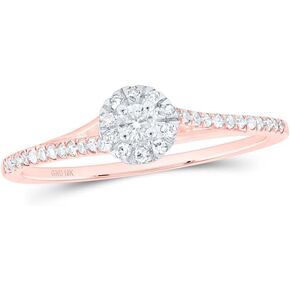 المجوهرات من Lux 10k Rose Gold Womens Round Diamond Solitaire الزفاف خاتم الزفاف خاتم 1/5 CTTW الحجم 7
