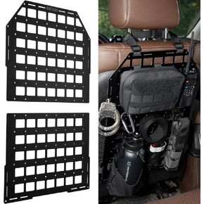 OneTigris Molle Seat Back Organizer, Tactical Rigid MOLLE Car Panel, Fiberglass Universal Car Seat Cover Back Seat Organizer for Vehicles Trucks Cars Mount Rack for Modular Storage & Display