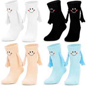 جوارب أمهات مغناطيسية مضحكة ، 4pairs جنون لطيف الزوجين هدايا جورب للنساء رجال عيد الحب عيد الميلاد عيد الميلاد