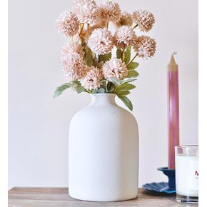 White Ceramic Vase - 7 Inch Tall - Large, Minimalist Modern Home Decor, Decorative Object - Centerpiece, Coffee Table, Living Room, Bookshelf, Office, Entryway, Console, Wedding, Flowers, Olive Plant