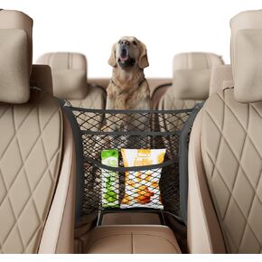 RED WOLF 3 Layer Car Mesh Organizer Seat Back Net Bag Handbag Purse Holder Pets Kids Barrier Between Seats Net Pocket Vehicle Mesh Organizer Universal Fitment 16×14 inch