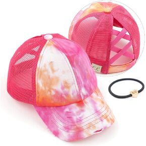 C.C Kids Criss-Cross مرنة Bandtail Caps Messy Buns Caper Plain Baseball Cap (Kids-BT-791)