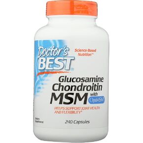Doctors Best Glucosamine Chondroitin MSM with OptiMSM, Non-GMO, Vegan, 240 Capsule (Pack of 1)