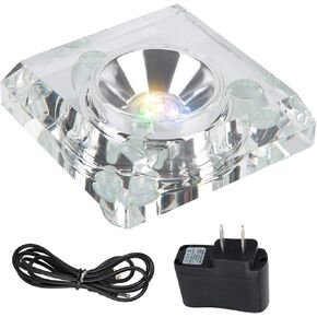 3" Crystal LED Light Base,4 Colors 7 LED Display Plate with AC Adapter for 3D Glass Art (Square)