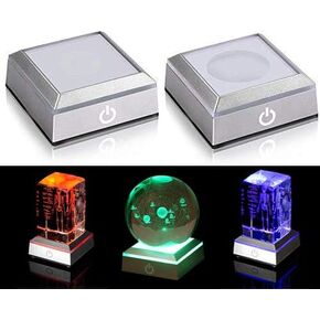 Jumayer 2 Pack LED Light Base Show Stand with Sensitive Touch Switch for 3D Luminous Crystal Glass Crystal Display Art Decor