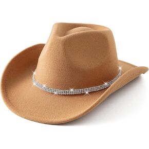 Jastore Glitter Silver Cowboy Hats for Girls Western Sparkly Rhinestone Cowgirl Hat for Kids