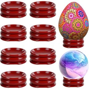 10 PCS Crystal Holder for Stones Wooden Sphere Stands Egg Stands Holders Displays Stand Crystal Display Stand for Home Decor, Dark Red Color