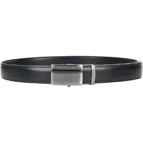 Jacob Alexander Men's Genuine Leather Adjustable Dress Ratchet Track Belt with Sleek Single Stripe Click Buckle